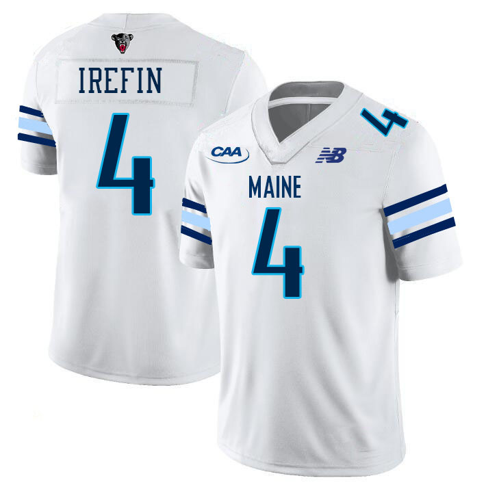 Maine Black Bears #4 Molayo Irefin College Football Jerseys,Uniforms-White